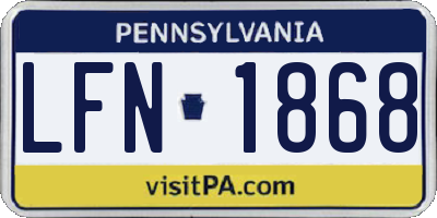 PA license plate LFN1868