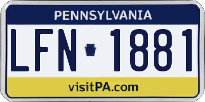 PA license plate LFN1881