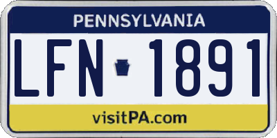 PA license plate LFN1891