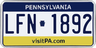 PA license plate LFN1892