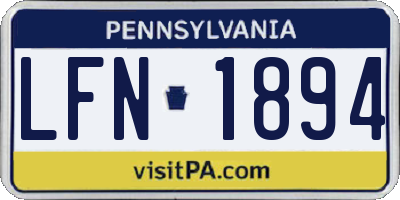 PA license plate LFN1894