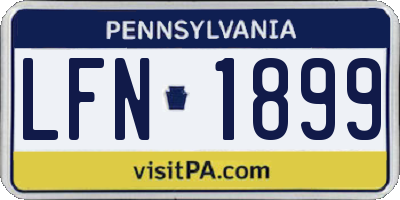 PA license plate LFN1899