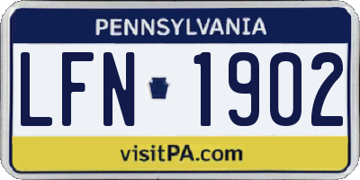 PA license plate LFN1902