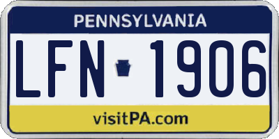 PA license plate LFN1906