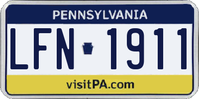 PA license plate LFN1911