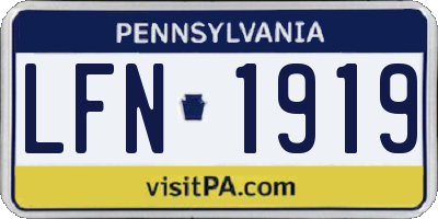 PA license plate LFN1919