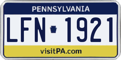 PA license plate LFN1921