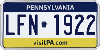 PA license plate LFN1922