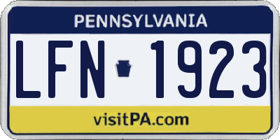 PA license plate LFN1923