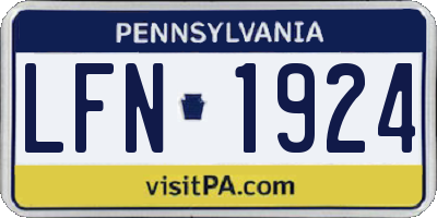 PA license plate LFN1924