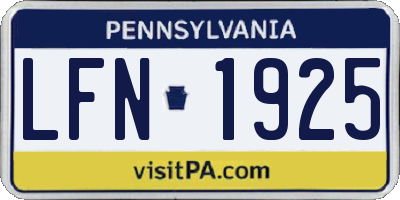 PA license plate LFN1925