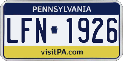 PA license plate LFN1926