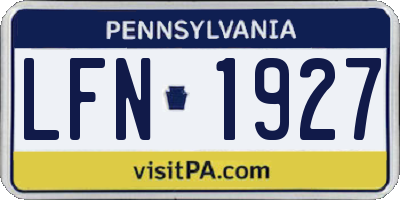PA license plate LFN1927