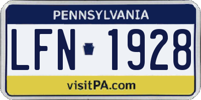 PA license plate LFN1928
