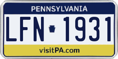 PA license plate LFN1931