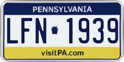 PA license plate LFN1939