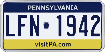 PA license plate LFN1942