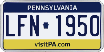 PA license plate LFN1950