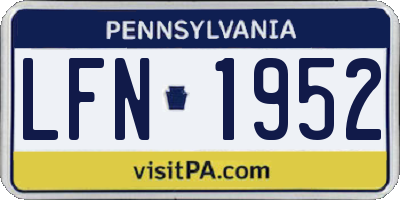 PA license plate LFN1952