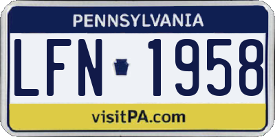 PA license plate LFN1958