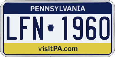 PA license plate LFN1960