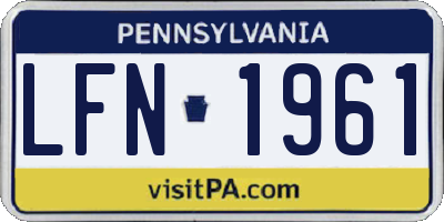 PA license plate LFN1961