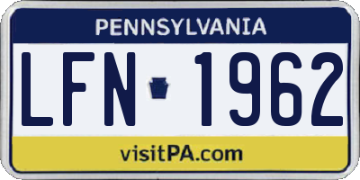 PA license plate LFN1962