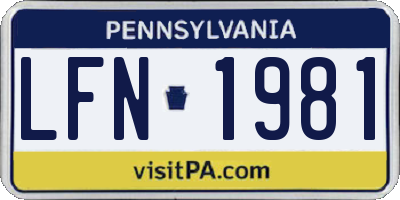 PA license plate LFN1981