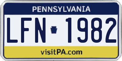 PA license plate LFN1982
