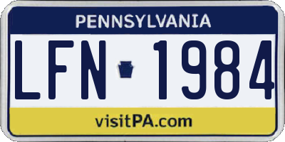 PA license plate LFN1984