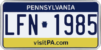 PA license plate LFN1985