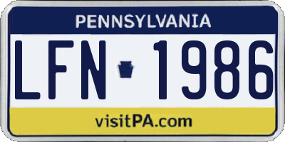 PA license plate LFN1986