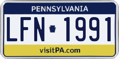 PA license plate LFN1991