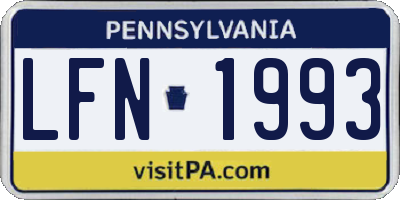PA license plate LFN1993