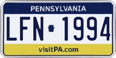 PA license plate LFN1994