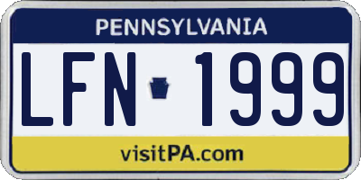 PA license plate LFN1999