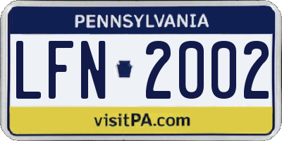 PA license plate LFN2002