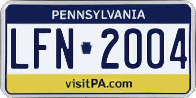 PA license plate LFN2004