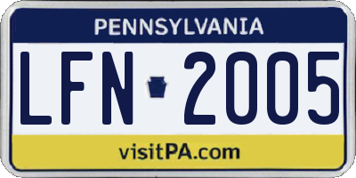 PA license plate LFN2005