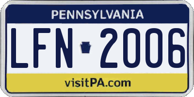 PA license plate LFN2006