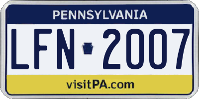 PA license plate LFN2007