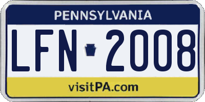 PA license plate LFN2008