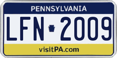 PA license plate LFN2009