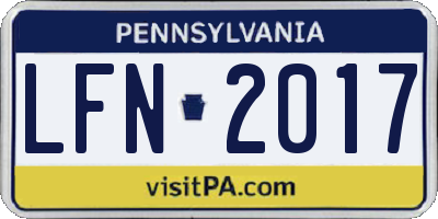 PA license plate LFN2017