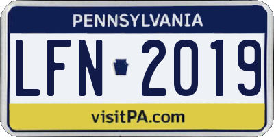 PA license plate LFN2019