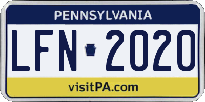 PA license plate LFN2020