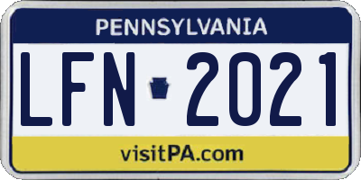 PA license plate LFN2021