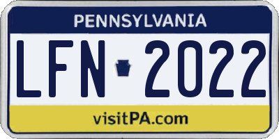 PA license plate LFN2022