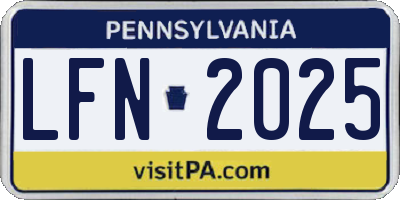 PA license plate LFN2025