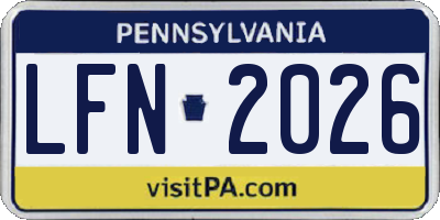 PA license plate LFN2026